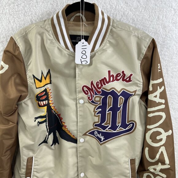Members Only X Jean Michel Basquiat NWT Mens S Mona Lisa Varsity Bomber Jacket - Picture 16 of 16